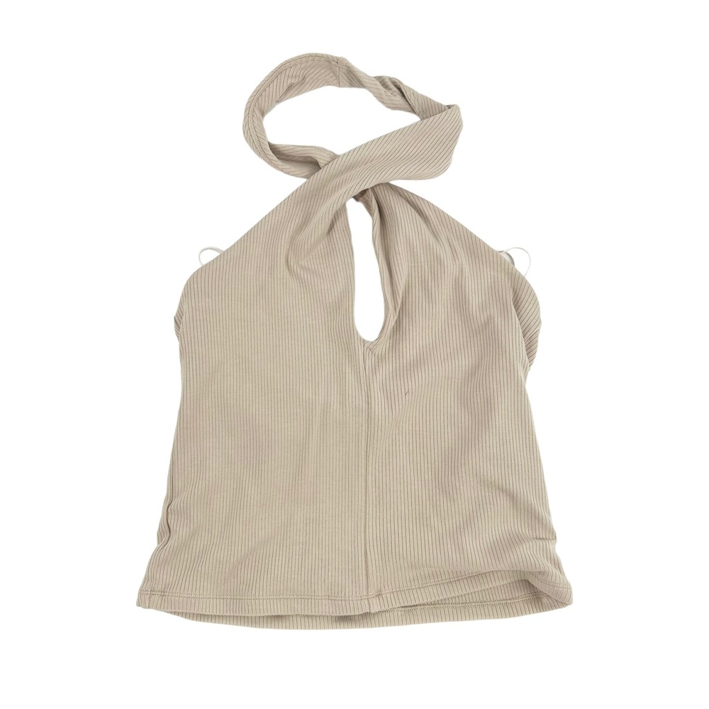 Aritzia Wilfred Beige Ribbed Twist Top